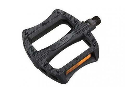 Педали 6-14123 пласт. B123 широкие ось Cr-Mo 288г черные WELLGO