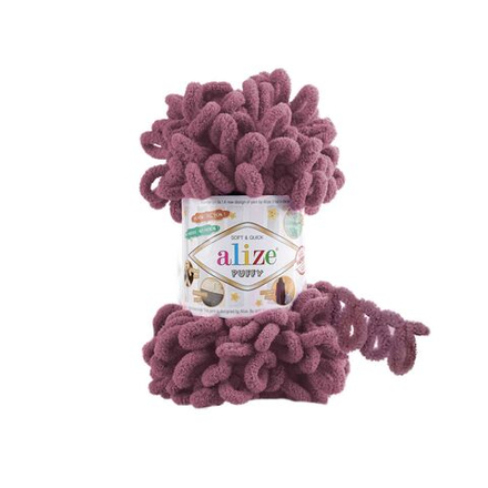 Пуффи (Puffy) пряжа Alize 100%микрополиэстер 5х100г/9,2 м 28 роза