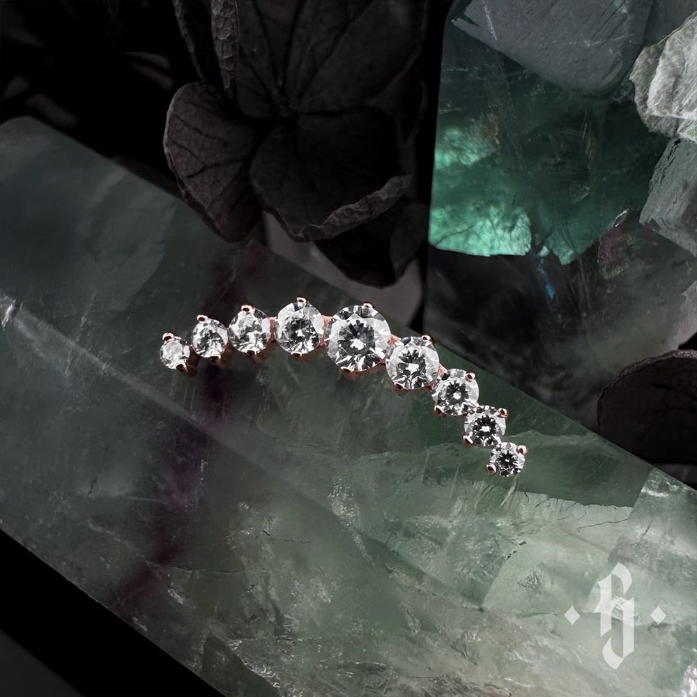 Кластер "Nine Stones" - Розовое золото - White CZ