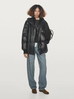 Massimo Dutti Куртка-пуховик с капюшоном, черный
