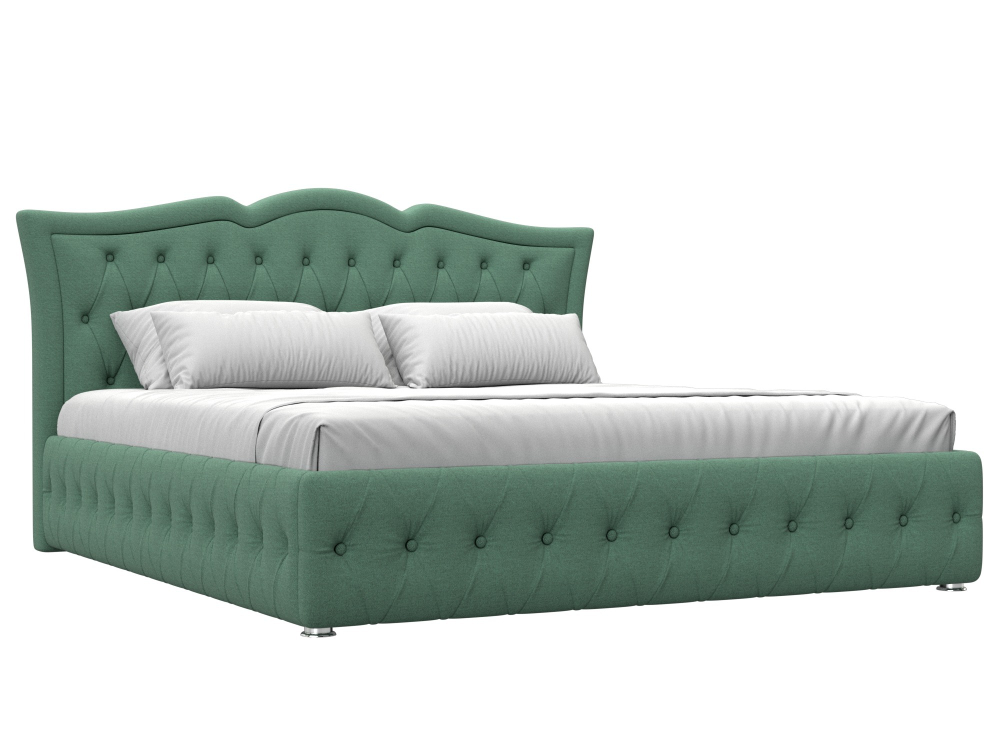Кровать интерьерная Герда 180, Амур 11 зеленый, Рогожка, 123594