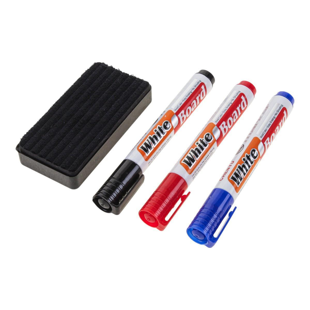 Набор маркеров для доски 3шт с губкой для стирания в наборе