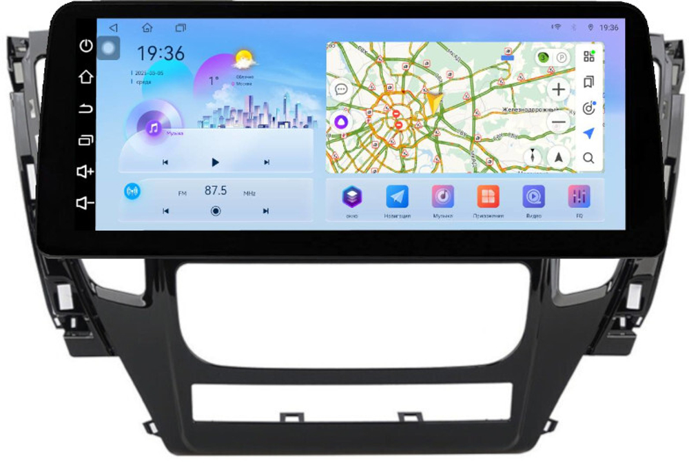 Магнитола для Mitsubishi Pajero Sport 3 2016-2020 АКПП (поддержка 360, климата и БК) - FarCar монитор 12.3" 2K QLED на Android 14, TS10, CarPlay, 4G SIM-слот