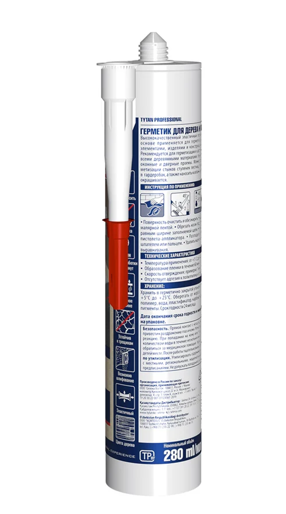 Герметик акриловый для дерева и паркета Tytan Professional, 280 мл, ясень