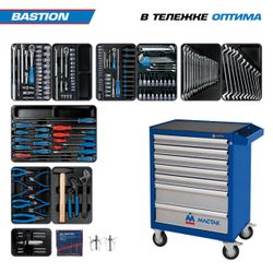 KING TONY (934-100AMB01) Набор инструментов 204 предмета, "BASTION", в синей тележке