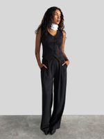 Костюм классический Liza 2024 из жилета на пуговицах и широких брюк на резинке оптом