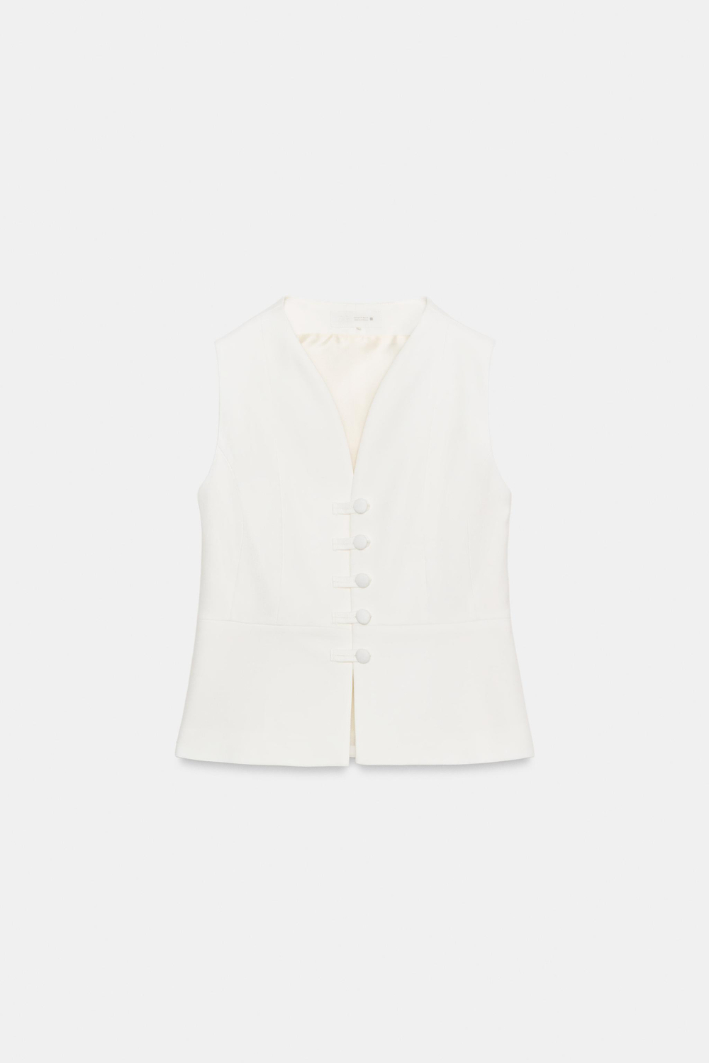 ZARA ЖИЛЕТ С БАСКОЙ, ЭКРЮ