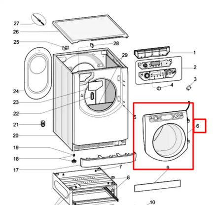 Люк в сборе (стекло люка в сборе с обрамлением) для стиральной машины Индезит/Ariston - 274427, 482000031212