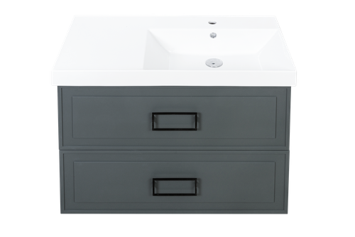 Тумба с раковиной La Fenice Cubo Grigio Twin 90 см FNC-01-CUB-G-90-2 правая, серо-зеленая матовая