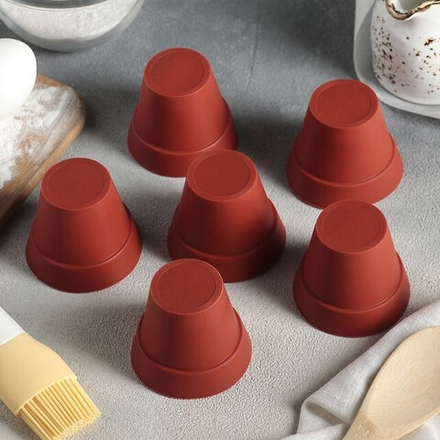 Набор форм силиконовых Цветочные горшочки, 6,5*5,5 см (6 шт)