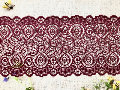 Кружево стрейч, ш. 16 см, бордовый
