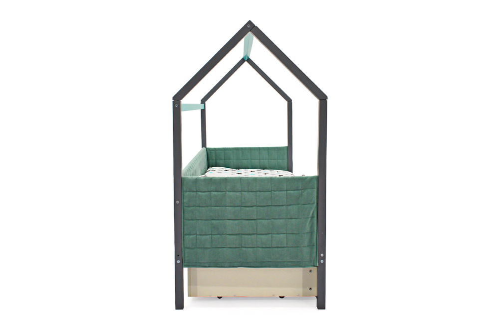 Детская кровать-домик мягкий Бельмарко Svogen графит-мятный