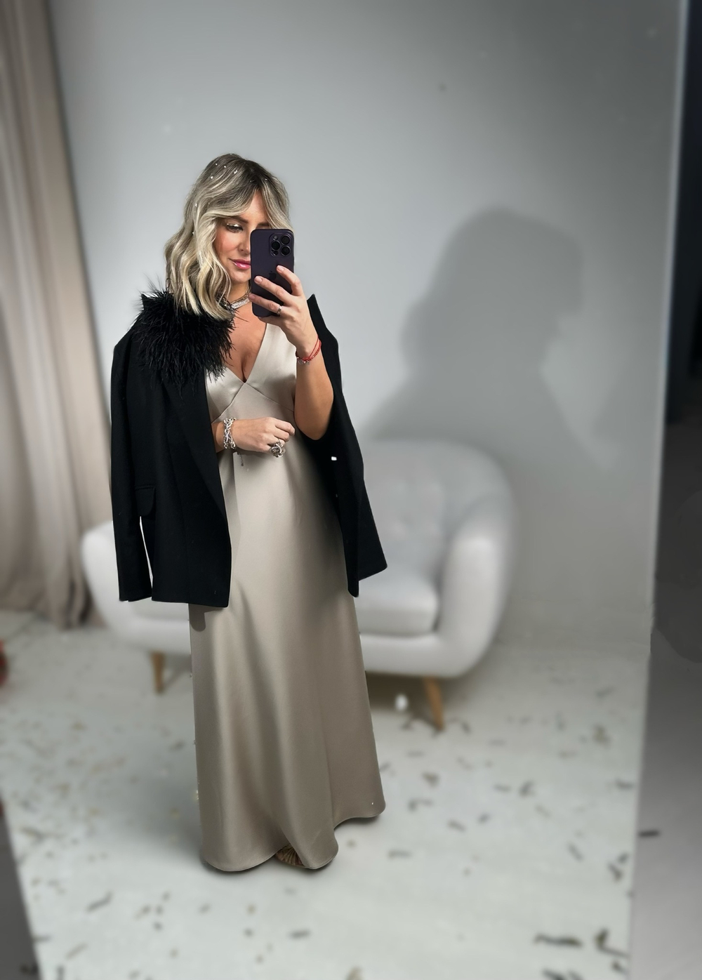 Шёлковое платье песочное