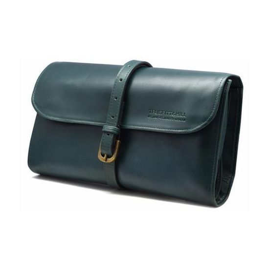 КОЖАНАЯ ДОРОЖНАЯ КОСМЕТИЧКА РОЛЛ ЗЕЛЕНАЯ T&H