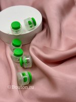 Фиксаторы шнура для одежды пластиковые неоново-зеленые