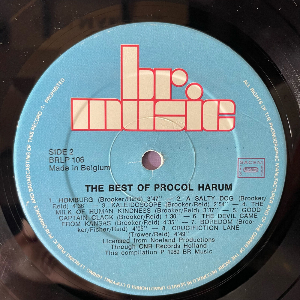 Винтажная виниловая пластинка LP Procol Harum, The Best Of Procol Harum (Бельгия 1989) A Whiter Shade Of Pale