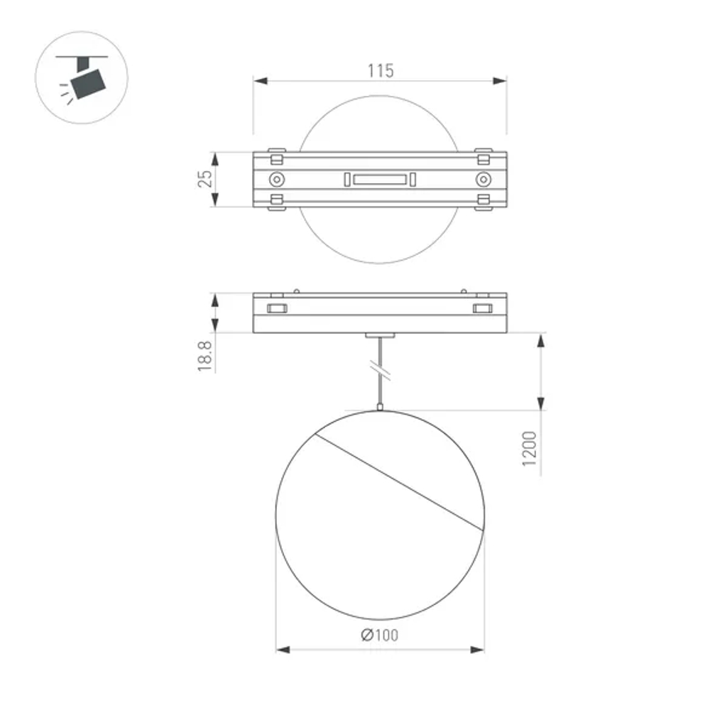 Светильник MAG-VIBE-EMISFERO-HANG-R100-6W Warm3000 (BK, 130 deg, 48V) (Arlight, IP20 Металл, 5 лет) 044452