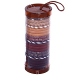 Резинки для волос детские в тубе 18шт «ЗАБАВА», спиральки, цвет бежевый / коричневый, d-4см (наклейка Кокетка)