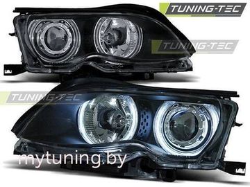 Передние фары Bmw 3 E46 angel eyes ccfl black