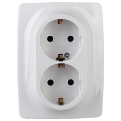 12-2006-01 ЭРА Розетка 2X2P+E Schuko, 16А-250В, б.л., Эра12, белый