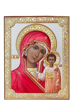 Казанская БМ, икона прямоугольная без рамки, красное дерево, эмаль 175х225