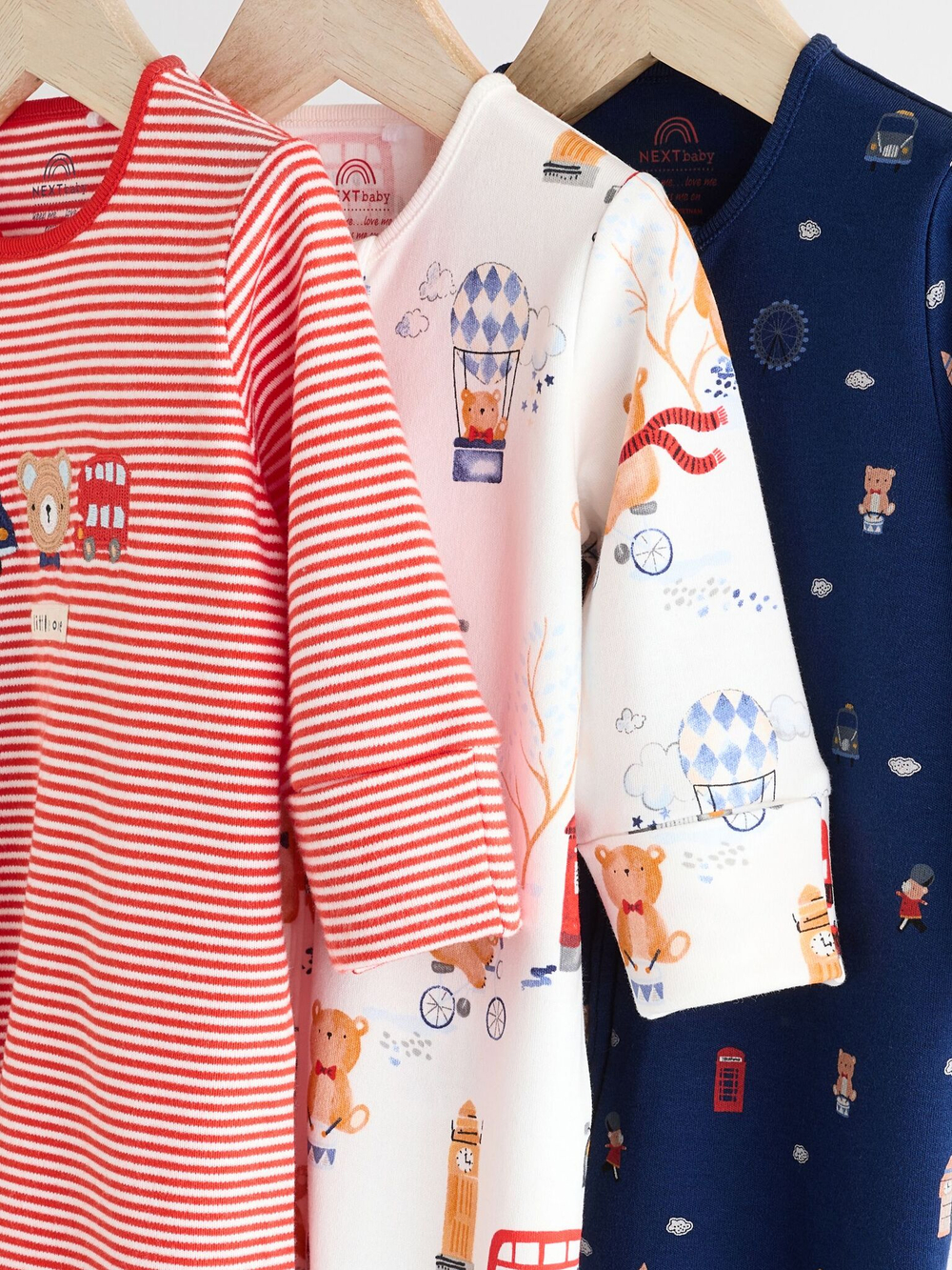Комбинезон / Cлип для малышей Next N26-367, 3 шт., Молочный, Красный, Синий