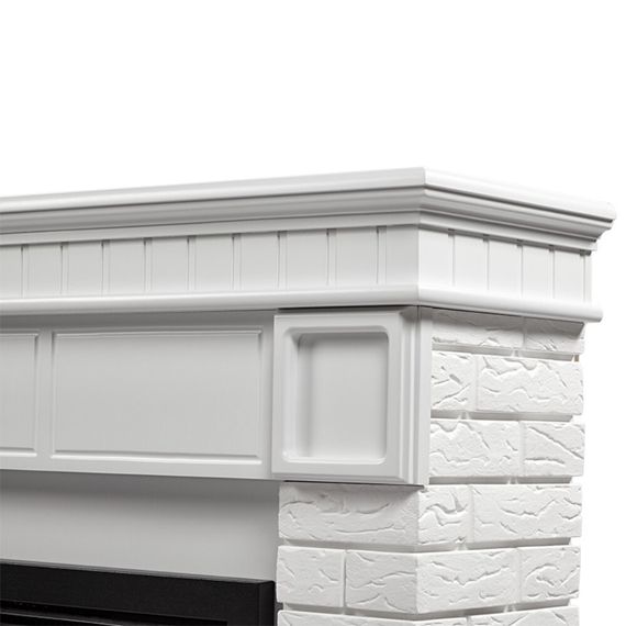 Каминокомплект: Очаг Electrolux EFP/P-2520LS N, портал Bricks 25 камень белый, белая эмаль — (2)