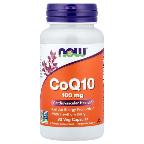 NOW Foods, коэнзим Q10 с боярышником, 90 вегетарианских капсул