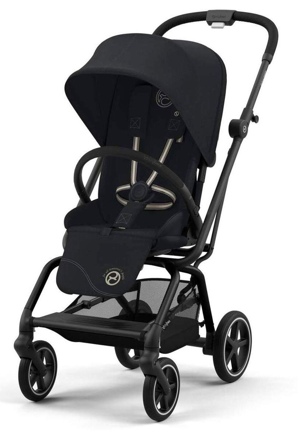 Коляска прогулочная Cybex Eezy S Twist+ 2 BLK (с дождевиком и бампером), Magic Black