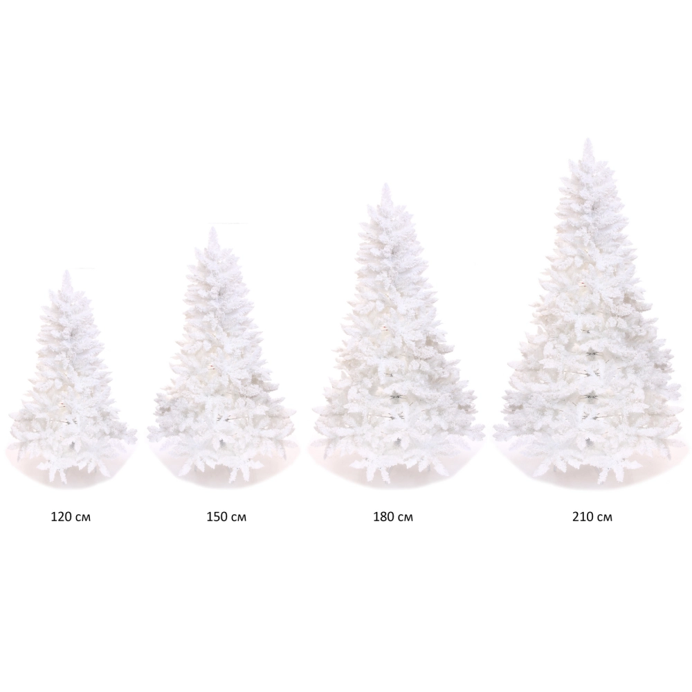 Ёлка «Звон вьюги» 150 см, ПВХ (482 веток), белый иней, Белый