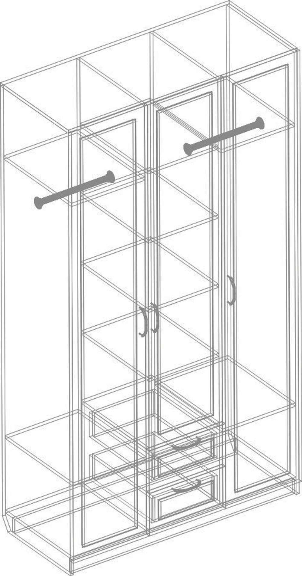 Шкаф трехстворчатый с двумя ящиками "Филадельфия" ДФ-01 (дуб баррик/жалюзи серый), Велес