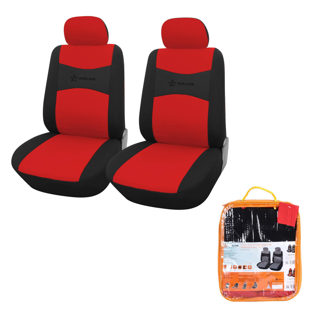 Чехлы Airline RS-2 4 пр. передние полиэстер черно-красные