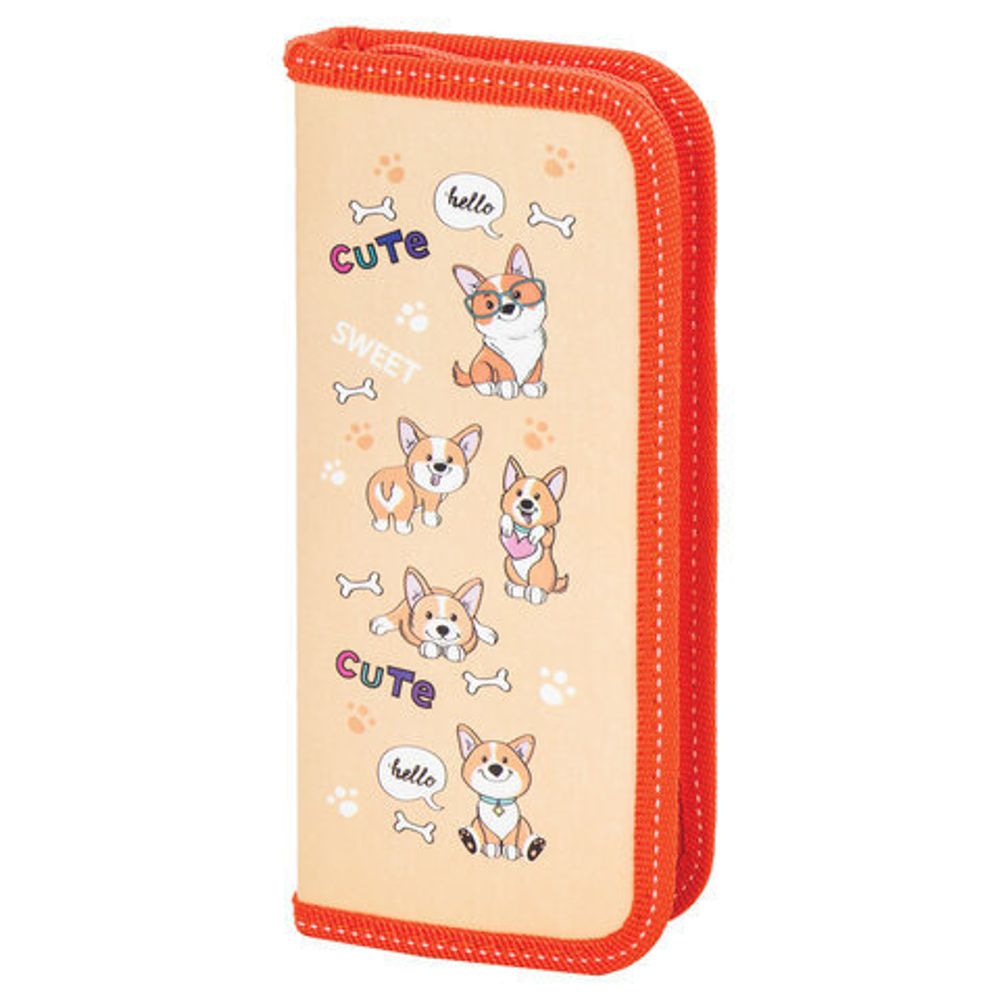 Пенал ПИФАГОР, 1 отделение, ламинированный картон, 19х9 см, "Corgi", 229198