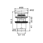 Выпуск для сифона click-clack цельномет. пробка 66мм с  переливом F60 (хром)