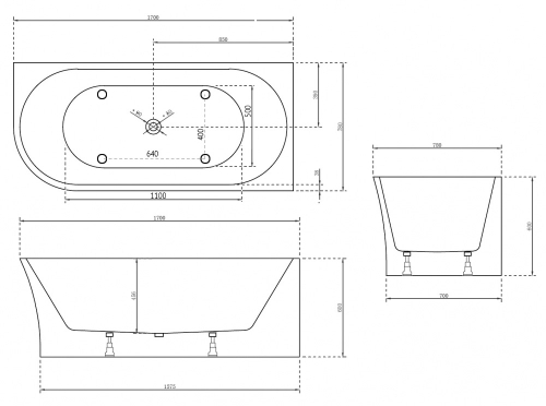 Акриловая ванна ABBER AB9257-1.7 R белая