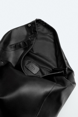 ZARA КОЖАНЫЙ КЛАТЧ XXL, ЧЕРНЫЙ