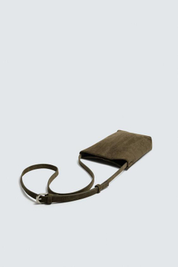 ZARA КОЖАНАЯ СУМКА, ЗЕЛЕНЫЙ ХАКИ