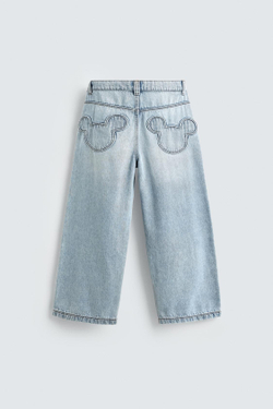 ZARA Х DISNEY ДЖИНСЫ СВОБОДНОГО КРОЯ, СВЕТЛО-ГОЛУБОЙ