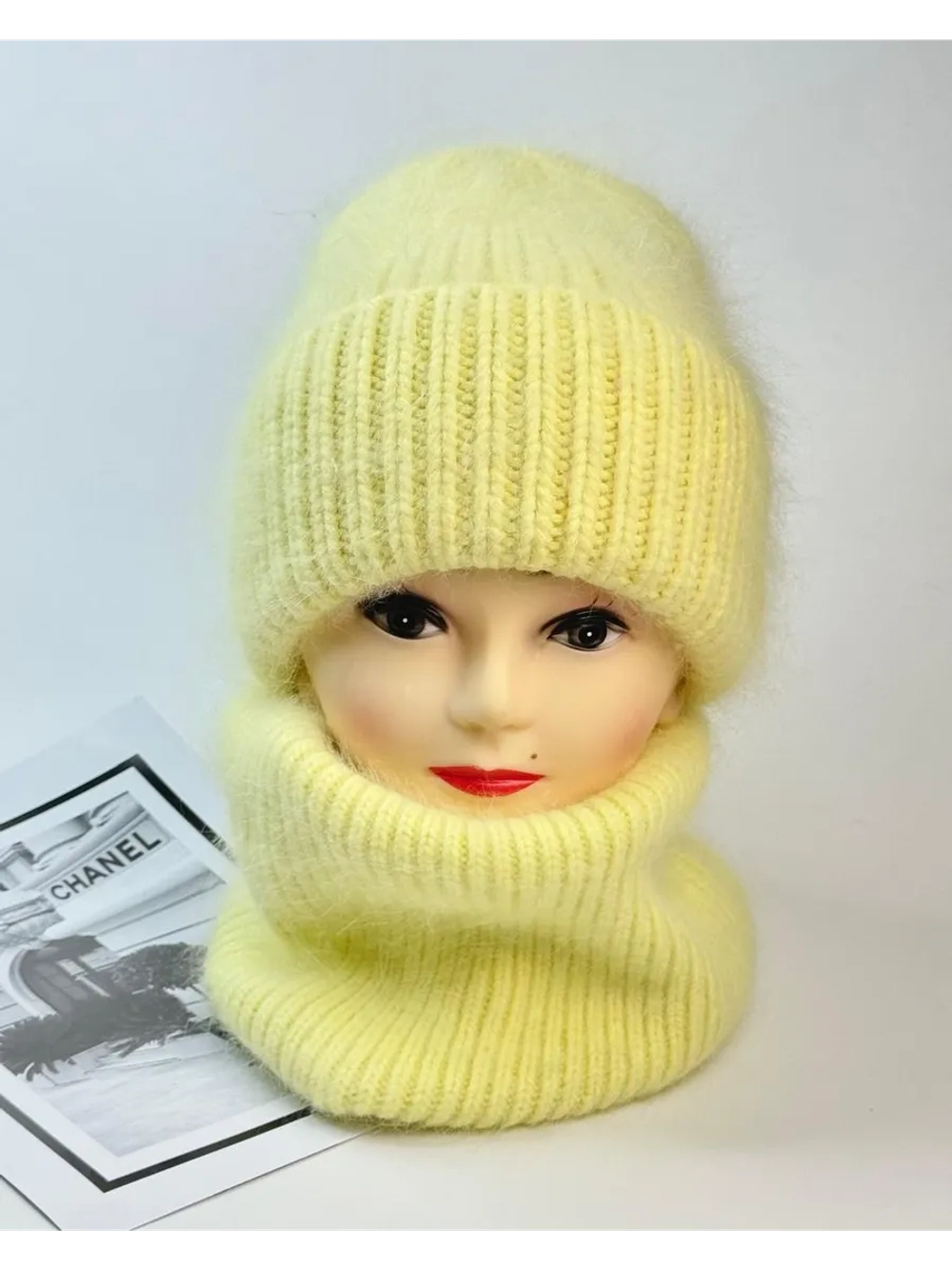 комплект шапка с шарфом- снуд зимний вязаный