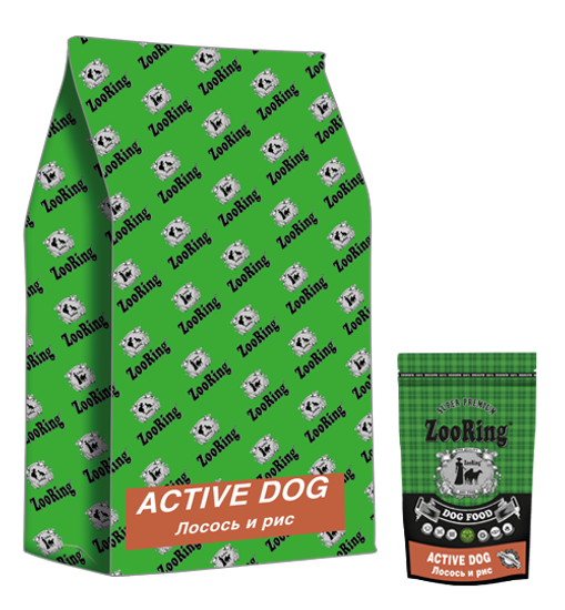 ZooRing Active Dog Лосось и рис 10 кг