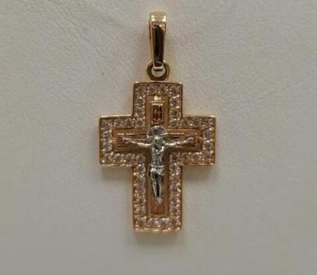 Крест из золота с фианитами