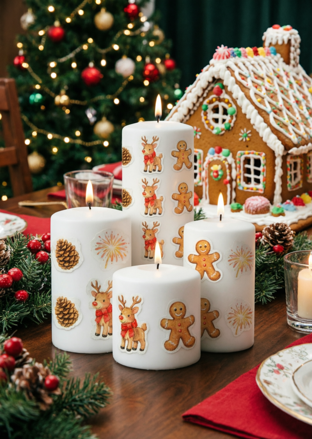 Трансфер переводной - декаль для свечей и гипса новый год 004 А5