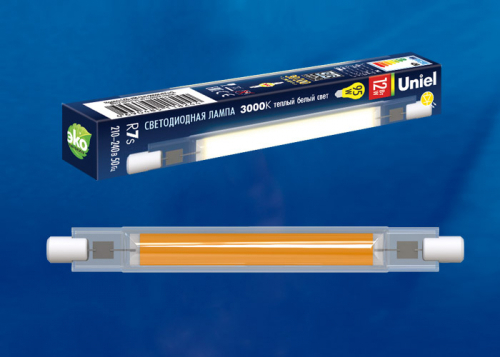 LED-J118-12W/3000K/R7s/CL GLZ07TR Лампа светодиодная, прозрачная. Теплый белый свет (3000К). Картон. ТМ Uniel.