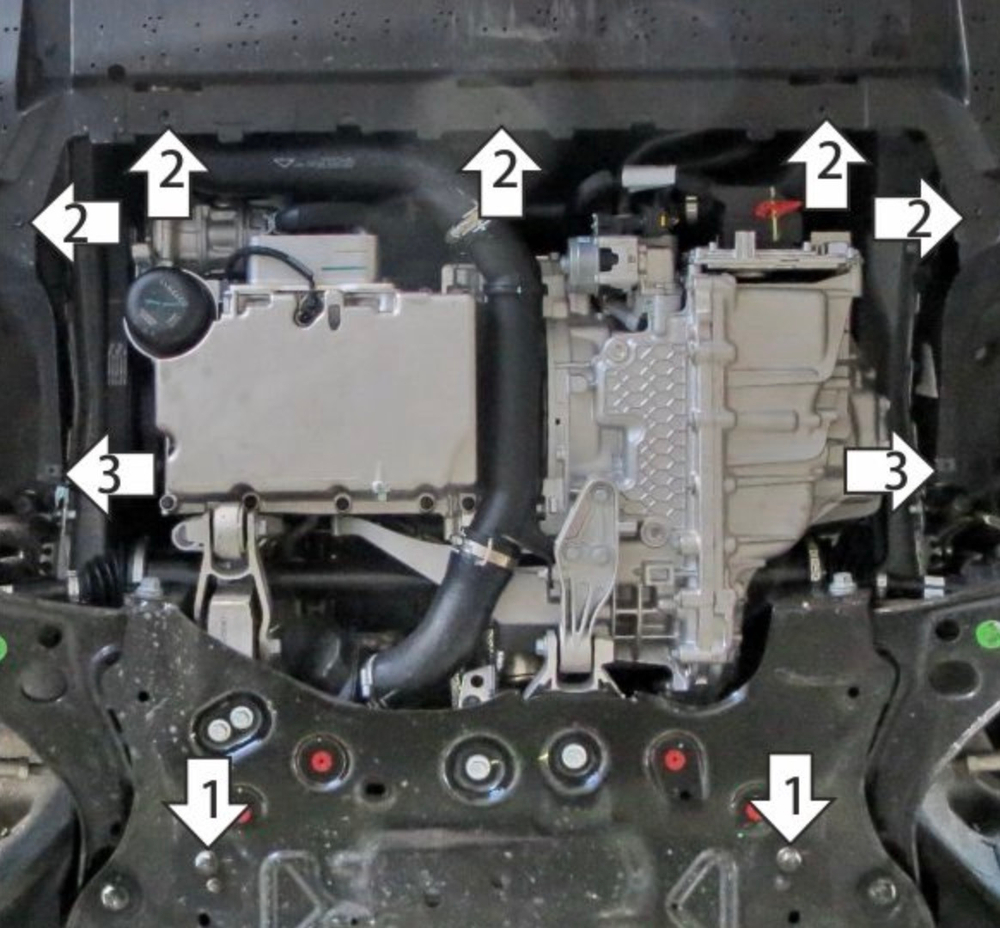 Защита стальная 2 мм двигателя и кпп для Geely Preface Motodor.74209