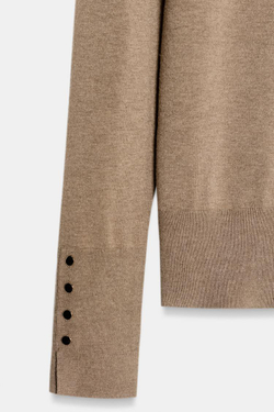 ZARA БАЗОВЫЙ ОДНОТОННЫЙ ДЖЕМПЕР, СЕРО-КОРИЧНЕВЫЙ МЕЛАНЖ