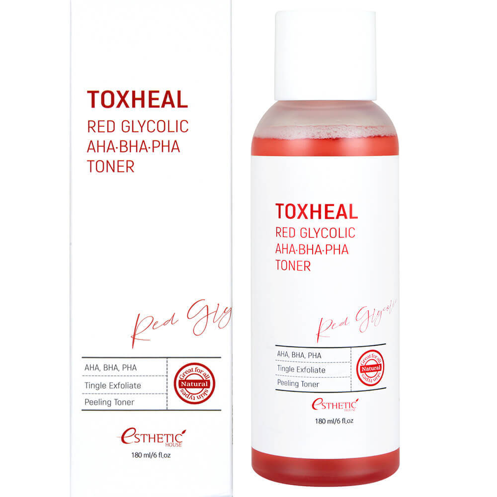 Тоник-пилинг с гликолевой кислотой Esthetic House Toxheal Red Glycolic AHA-BHA-PHA Toner