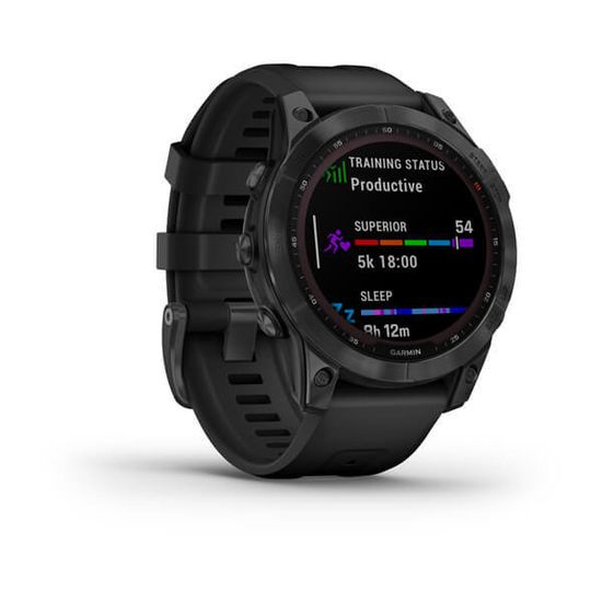 Часы Garmin Fenix 7 Solar, темносерый с черным силиконом 010-02540-11
