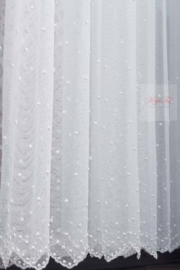 Тюль Горошки французская сетка (белый)