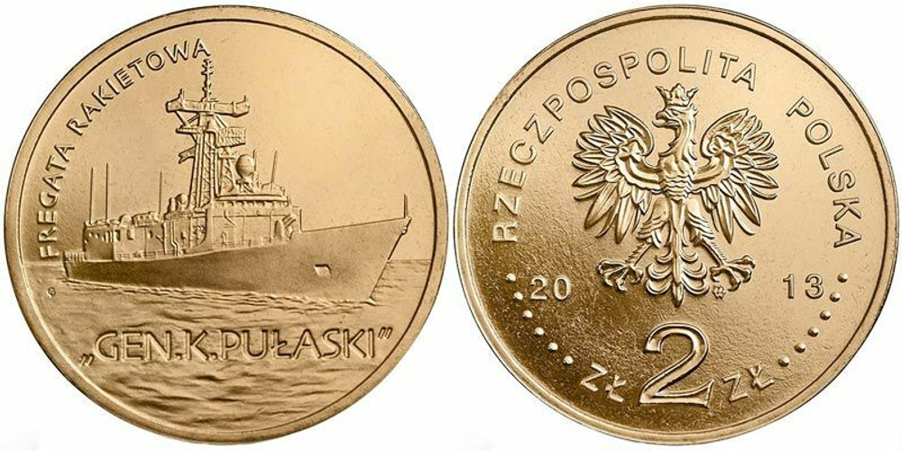 Польша 2 злотых, 2013 Польские суда - Ракетный фрегат "Генерал К. Пулаский"