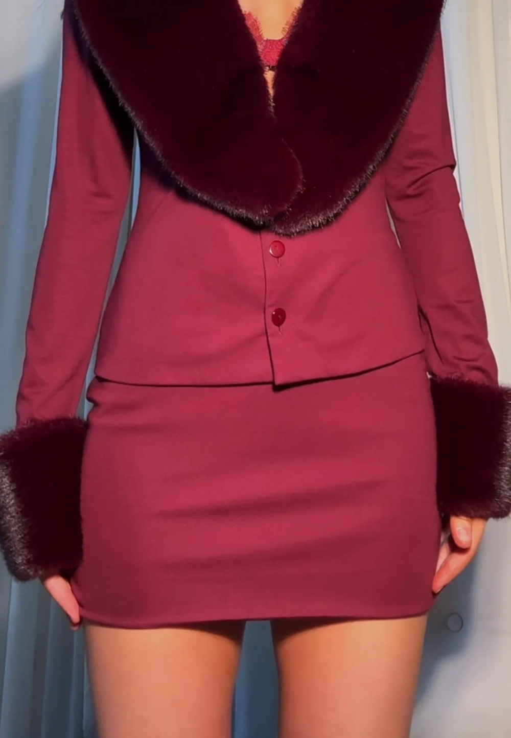 Юбка мини на резинке, Бордовый